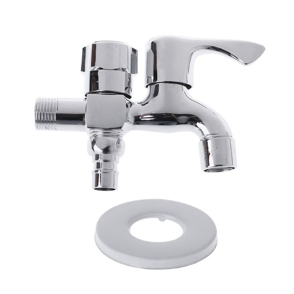 Multifunctional Washing Machine Two Faucet Double Outlet Dual Connector Water Tap Silver Color 125x60mm