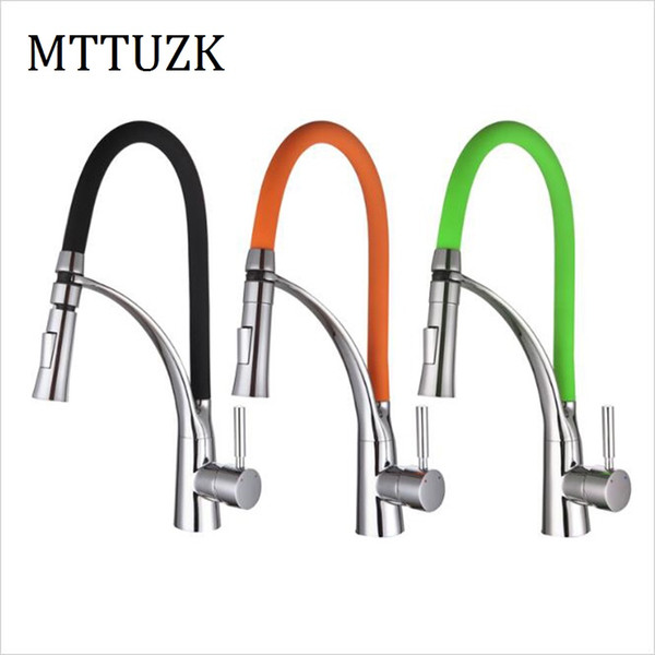 Wholesale- Free Shipping single handle kitchen mixer tap.deck mounted black kitchen faucet.Dual Sprayer Nozzle Hot Cold Mixer Water Taps