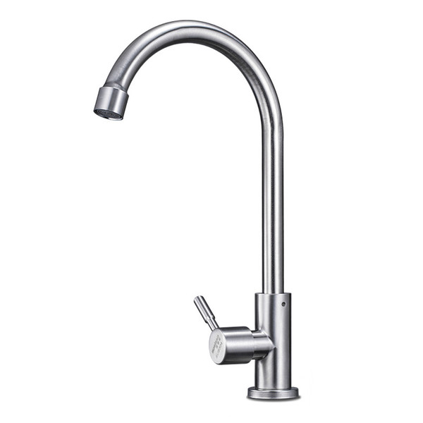 304 stainless steel kitchen single cold faucet can rotate dish sink faucet brushed dish sink faucet