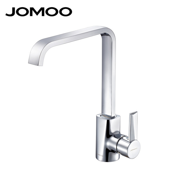 Wholesale- JOMOO Solid Brass Polish Chrome Kitchen Faucet Mixer Single Handle Single Hole Cold and Hot Torneira cozinha Square Shape 3341