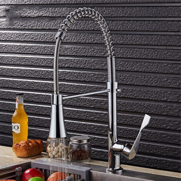 Kitchen Faucets Chrome Kitchen Sink Crane Deck Mount Pull Down Dual Sprayer Nozzle Torneira De Cozinha Mixer Brass Water Taps