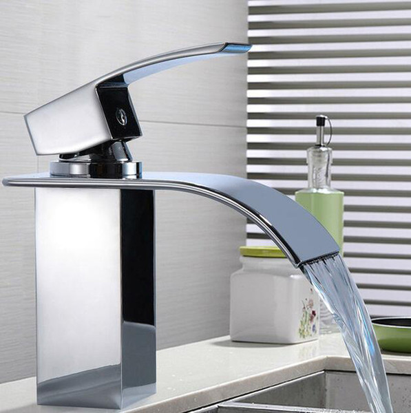 Waterfall Sink Faucet Chrome Single Handle Single Hole Mixer Bathroom Taps Widespread Basin Faucets Origin Guandong China