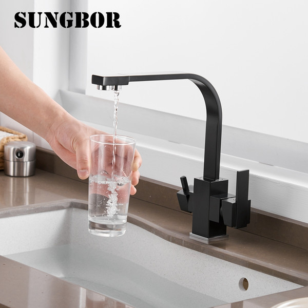 3 Way Drinking Water Faucet Water Filter Purifier Kitchen Faucet Black Hot Cold Mixer Basin Tap 360 Swivel Kitchen CF0179