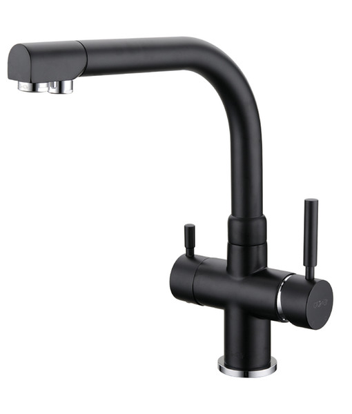 Wholesale- 2017 Wholesale Modern Solid Brass Three Ways Alba Black Kitchen Faucet Osmosis Tri Flow Sink Mixer 3 Way Water Filter Tap