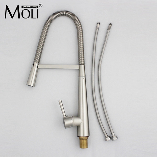Factory direct brushed nickel kitchen faucet pull down vegetabal sink tap mixer single handle single hole torneira cozinha
