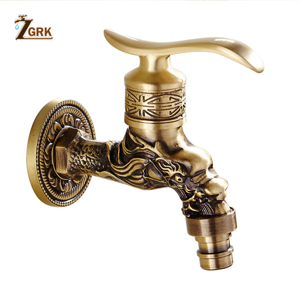 ZGRK Bathroom Faucet Brass Tap Outdoor Garden Taps Washing Machine Utility Faucets Luxury Antique Decorative Mop Tap Bibcock