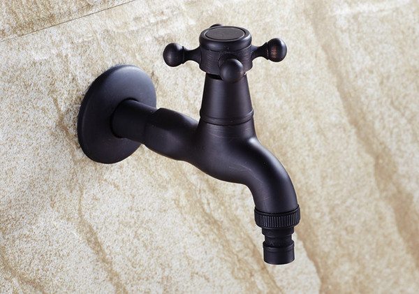 Washing machine faucet taps Retro Style Black Antique Bronze Finish Washing Machine Faucet Bibcocks Cold Water Tap Wall Mount.