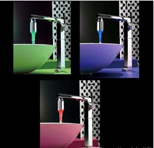 Free shipping LED Water Faucet Light 7 Colors Changing Glow Shower Tap Head Water Stream Kitchen Bathroom Accessorie