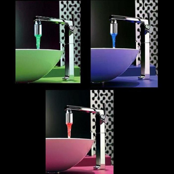 Free shipping LED Water Faucet Light 7 Colors Changing Glow Shower Tap Head Water Stream Kitchen Bathroom Accessorie