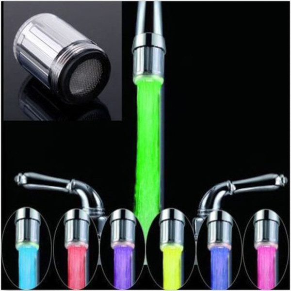 Home Water Faucet Light LED 7 Colors Changing Glow Shower Stream Tap universal adapter external Left screw Glow Kitchen Bathroom