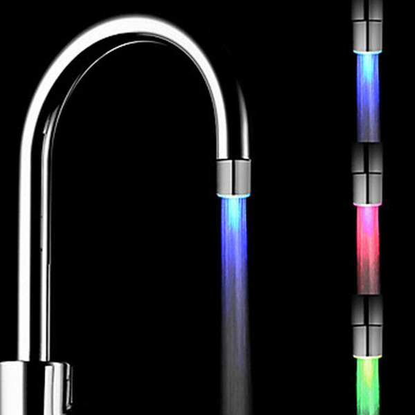 Temperature Sensor 7 3 LED Changing Color Light Water Faucet Tap Glow Shower Kitchen Bathroom Mini Popular