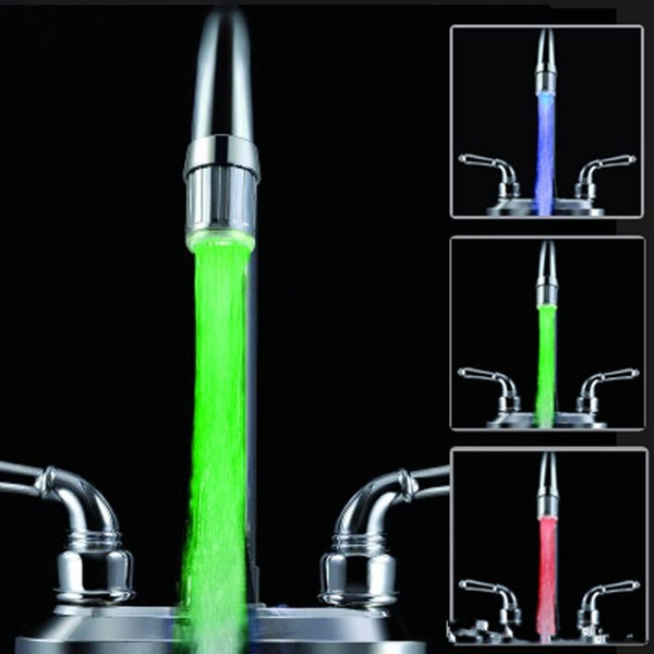 Colorful Change Faucets Light Colorful LED Water Faucet Stream Lights Glowing Discoloration Tap Lamps Smooth Factory Direct 7 8rb