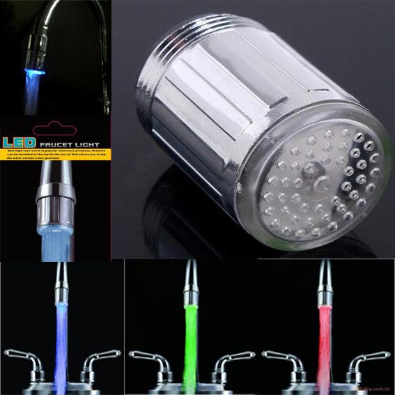 Two Type 7 Colors LED Water Shower Head Light Glow LED Faucet With Adapter For Most Faucet Kitchen Bathroom Tap