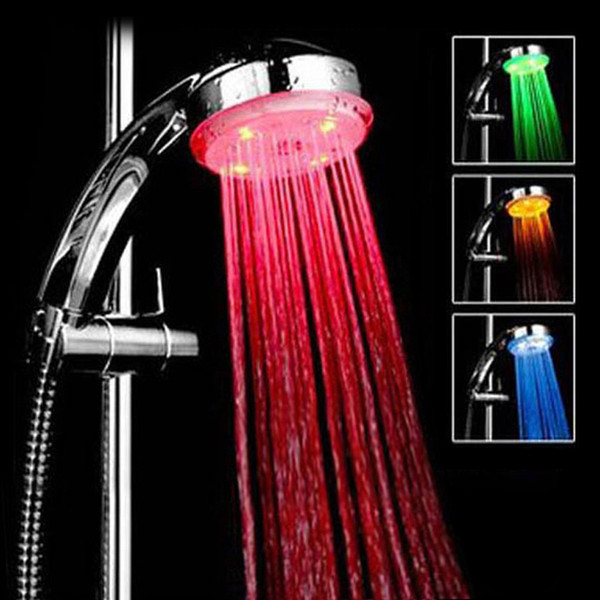 Free shipping 7 Color Changing LED Light Shower Head Faucet Water Saving Round Single Showerhead Bath Sprinkler