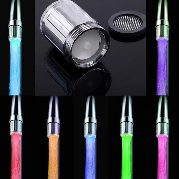HOT 7 Colors LED Faucet Lights Change LED Water Shower Head Light Automatic Glow LED Faucet With Adapter Most Faucet Kitchen Bathroom Tap