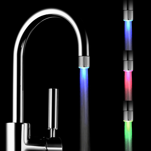 Fashion 3 Color Water Glow Tap LED Faucet Light water temperature led shower head Sensor Light Shower Kitchen Water Tap