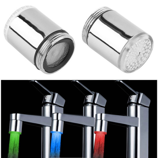 3 Color LED Light Change Faucet Shower Water Tap Temperature Sensor No Battery Water Faucet Glow Shower Left Screw Free shipping