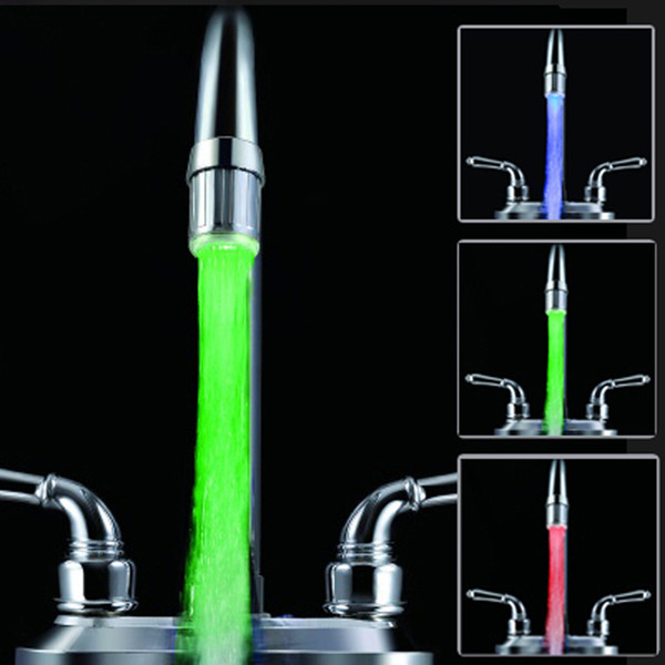 Colorful Change Faucets Light Colorful LED Water Faucet Stream Lights Glowing Discoloration Tap Lamps Smooth Factory Direct 7 8rb R