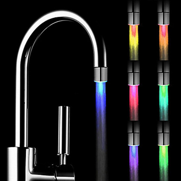 LED Water Faucet Temperature Control Three Colors Lights and Stream Light 7 Colors Changing Glow Shower Spout Sink Tap Head Kitchen