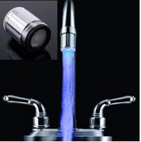 LED Water Stream Tap Shower Head Faucet Light Temperature Sensor Kitchen Blue Free shipping Free Shipping