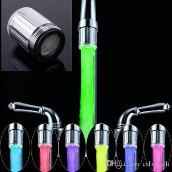 7 Colors Change LED Water Shower Head Light RGB Temperature Controlled Glow LED Faucet With Adapter For Most Faucet Kitchen Bathroom Tap