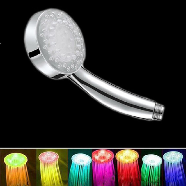 New Arrival Handheld 7Color LED Romantic Light Water Bath Home Bathroom Shower Head Glow Free Shipping & Wholesale