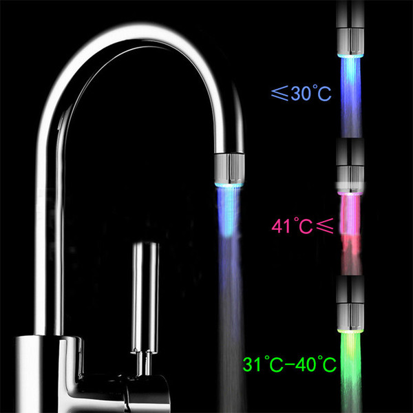 LED Water Faucet Stream Light 7 Colors Changing Glow Shower Stream Tap Head Pressure Sensor Bathroom Temperature Recognition