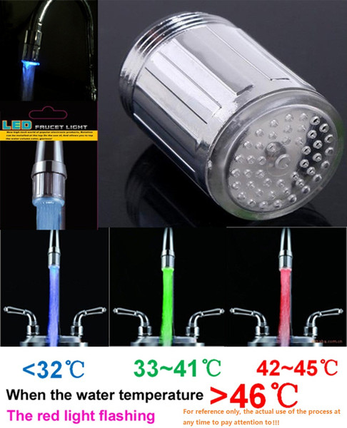 LED faucet lights Temperature control 3 Colors LED Light Temperature Sensor Glow LED Faucet With Adapter For Faucet Kitchen Bathroom Tap