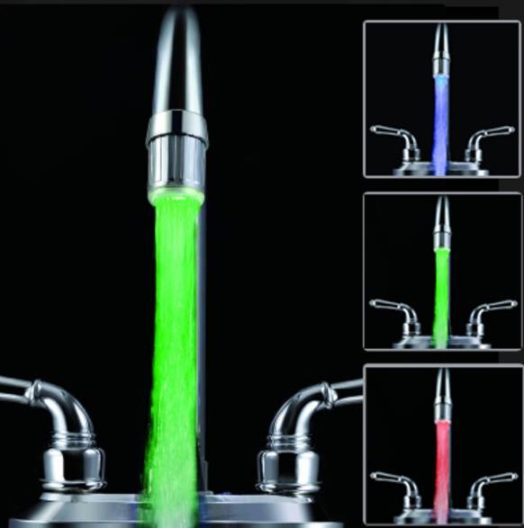 LED Water Faucet Light 7 Colors Changing Glow Shower Tap Allochroic Head Water Stream Kitchen Bathroom Accessorie J41