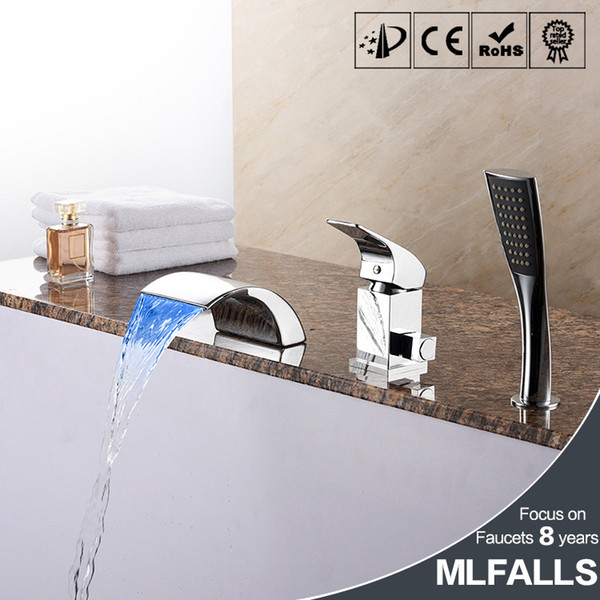 All copper LED hot and cold control color bath tub faucet, LED lamp, B M5160CW