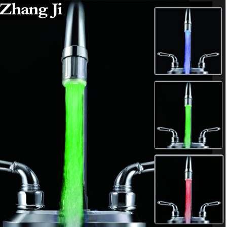 Zhangji Led Faucet Aerator 3 Color Water Power Shower Tap light Water Saving Kitchen Aerator Led Faucet Aerator Light ZJ117