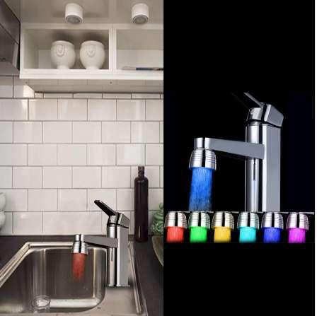 3 color temperature control LED faucet light Water flow to generate electricity no battery faucet