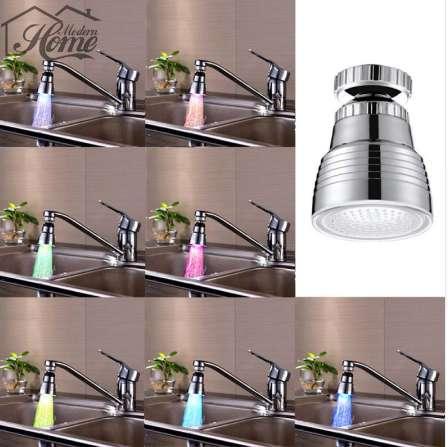 360 Degree Rotation LED Water Faucet Light Temperature Sensor Glow Shower 7 Colors Changing No Battery For Kitchen Bathroom DIY