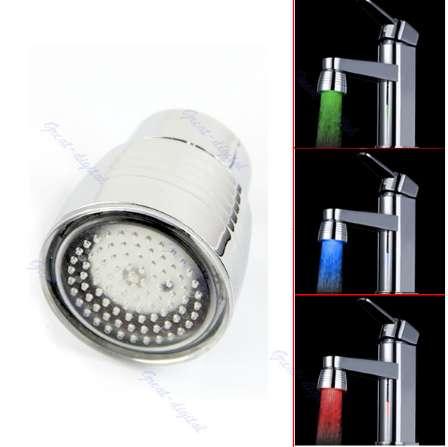 Temperature Sensor 3 Color Kitchen Water Tap Faucet RGB Glow Shower LED Light