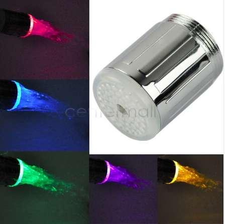 New Hot Peculiar LED Water Faucet Stream Light 7 Colors Automatically Changing Glow Shower Tap Head Kitchen Pressure Sensor