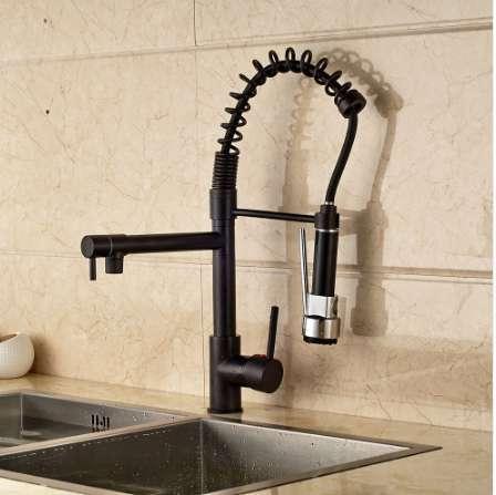 New US Free Shipping Kitchen Spring Basin Faucet LED Lights Oil-rubbed Bronze Sink Mixer Tap Deck Mount Single Hole