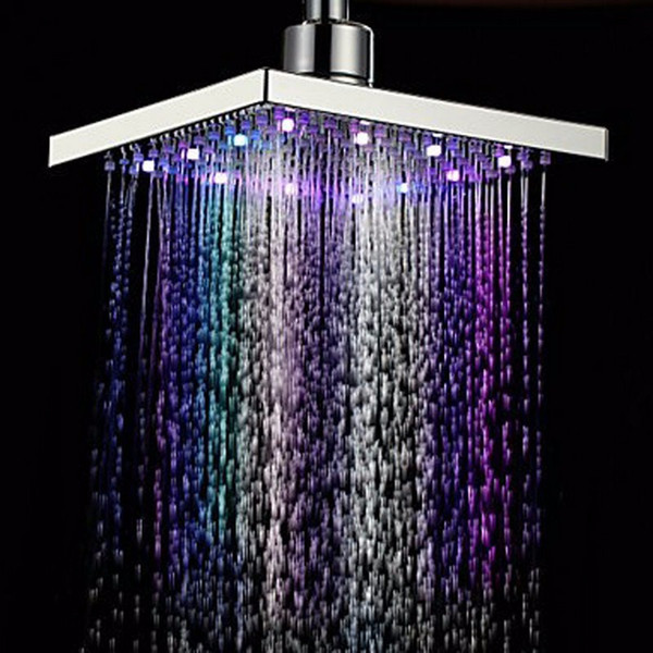 Waterfall LED shower head Temperature sensor 7 colors light change square Ceiling rainfall showerhead Bathroom accessories