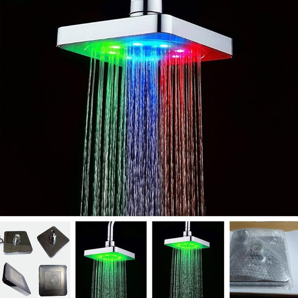 Hot E-commerce 6 inch LED top spray 7 colors sprinkler temperature control Discoloration small top spray shower head T7I191