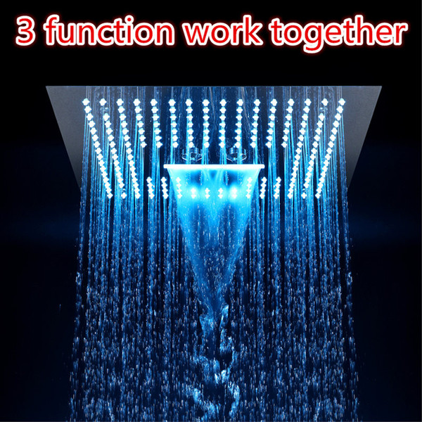 Multi Function Led Light Shower Head 16inch Square Embedded Ceiling Rain Shower Remote Control LED Rainfall Waterfall Massage Shower Heads
