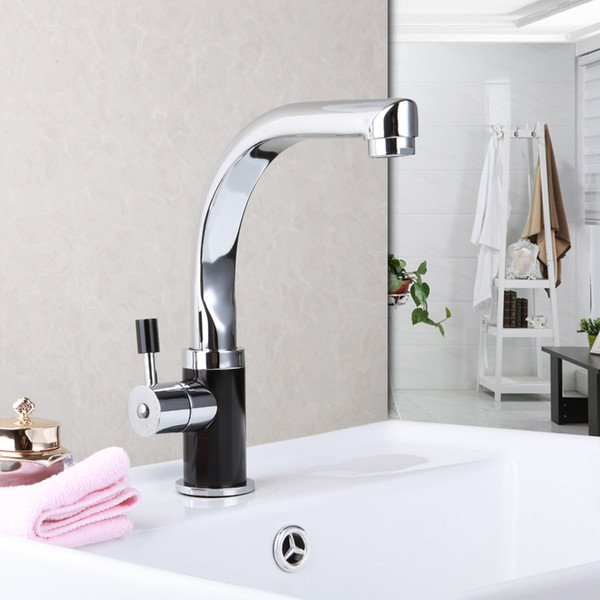 Wholesale- Brass Chrome Kitchen Faucet Bathroom Faucet Rotating Spout Deck Mounted Cold&Hot Mixer Tap Basin Sink Faucet