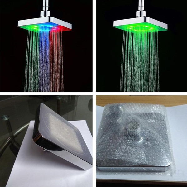 2 Styles E-commerce 6 inch LED top spray 7 colors sprinkler temperature control Discoloration small top spray shower head T7I197