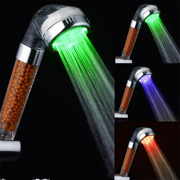 LED New Luminous Shower Small Sprinkler Temperature Control Discoloration Phototherapy Sprinkler LED Negative Ion Shower Head T7I208