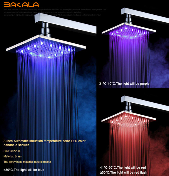 Freeshipping B&R Luxury 8 Inch square led shower head shower shower column with Shower Arm LED8800A