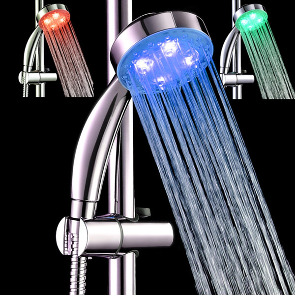 LED showers three Color Changing Water Glow Temperature Sensor 3 color light change Shiny Rain Bathroom Shower Head