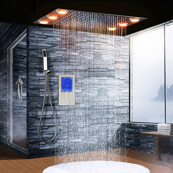 Digital Thermostatic Shower Set Controller Touch Control Panel Modern Luxury European Style SUS304 Rainfall Bathroom Led Ceiling Shower