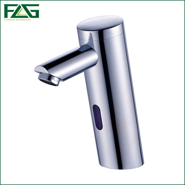 Wholesale- Water Saving Basin Faucet Chrome Cast Battery Power Automatic Infrared Sensor Cold Faucet Touch Free Faucets Mixer Water 8802