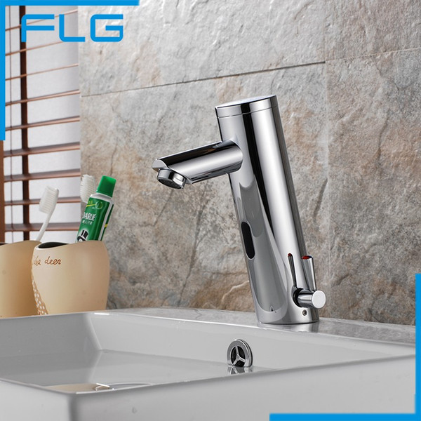 Wholesale- Motion Sensor Faucet Automatic Hand Touchless Tap Hot Cold Mixer Bathroom Sink Infrared Faucet Mixer