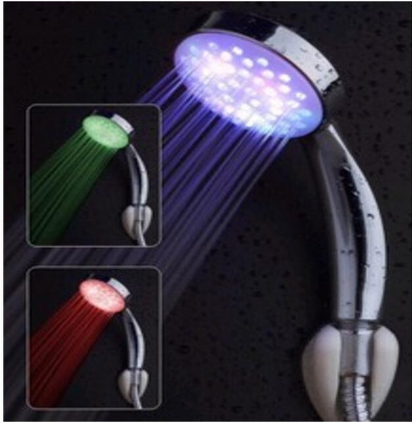 Bathroom LED Shower Head RGB Automatic Color Changing Lighted Glow In The Dark No Battery Hand Water Rainfall Flow Power Accessory
