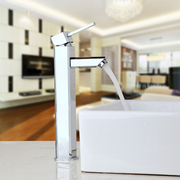 Bathroom Faucet Chrome Finish Countertop Taps Bathroom Basin Sink Faucet Kitchen Hot & Cold Water Mixer Polish
