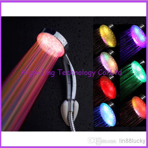 Automatic Control 7 Color LED Shower Head romantic Home Bathroom Water Glow Light water flow power